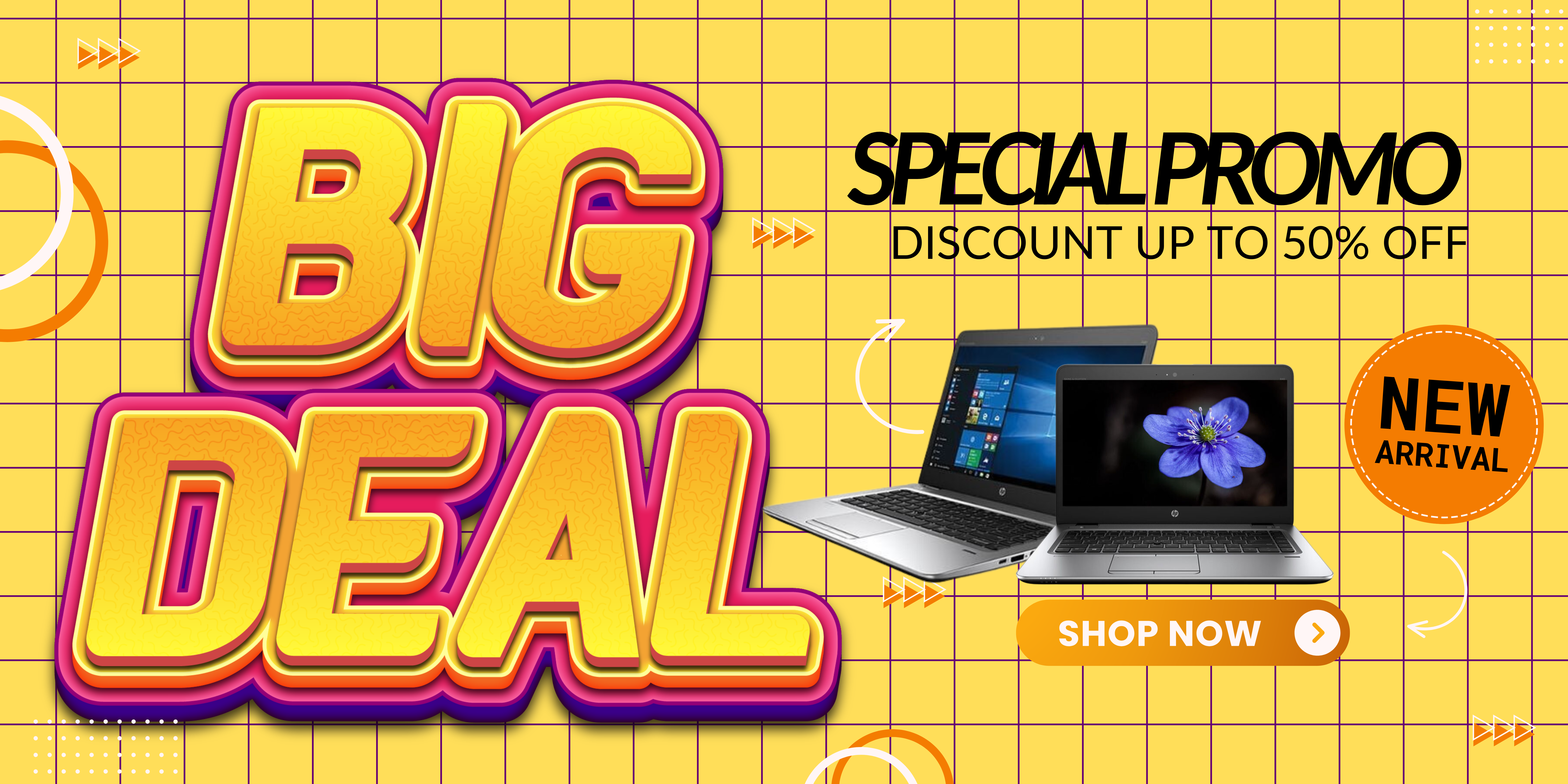 Yellow and Pink Minimalist Big Deal Banner